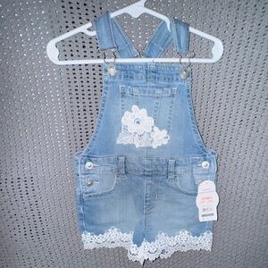 New With Tags Wonder Nation Toddler Girls Stretch Denim Overall Shorts- 4T